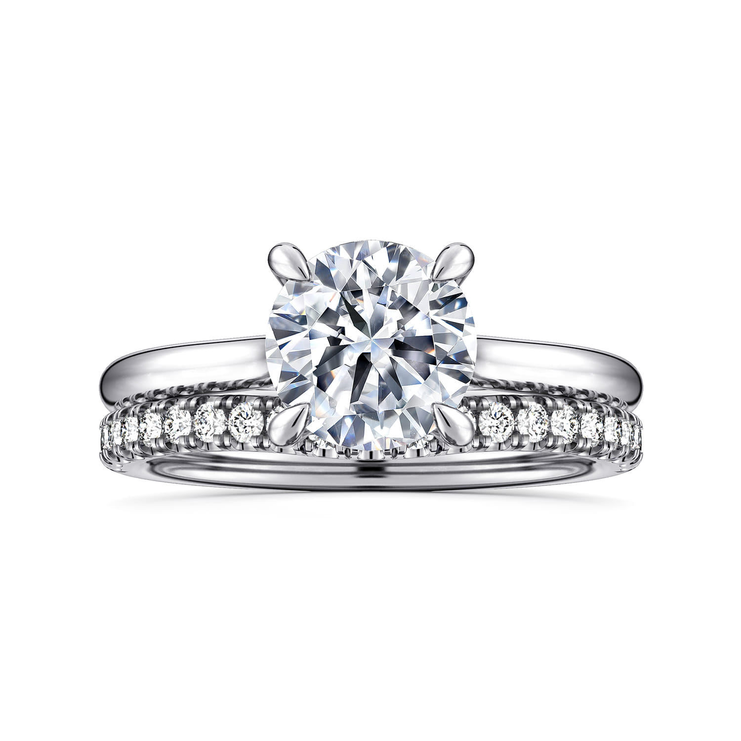 Badia - 14K White Gold Round Solitaire Diamond Engagement Ring - 0.06 ct - Shot 4