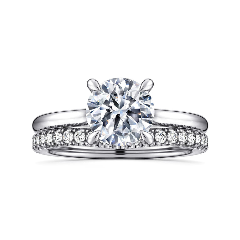 Badia - 14K White Gold Round Solitaire Diamond Engagement Ring - 0.06 ct - Shot 4