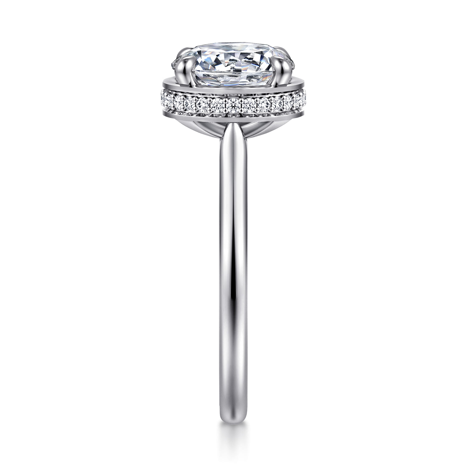 Reece - 14K White Gold Round Bezel Prong Diamond Engagement Ring - 0.11 ct - Shot 4