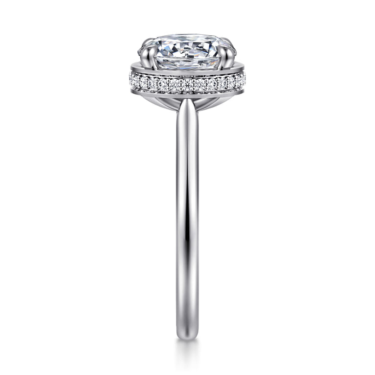 Reece - 14K White Gold Round Bezel Prong Diamond Engagement Ring - 0.11 ct - Shot 4