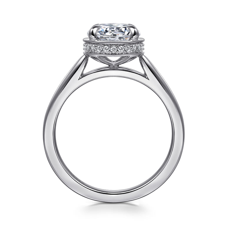 Reece - 14K White Gold Round Bezel Prong Diamond Engagement Ring - 0.1 ct - Shot 2