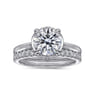 Reece - 14K White Gold Round Bezel Prong Diamond Engagement Ring - 0.1 ct