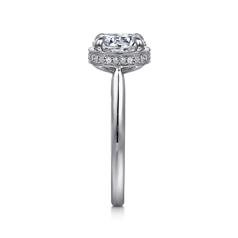 Reece - 14K White Gold Round Bezel Prong Diamond Engagement Ring - 0.1 ct - Shot 5