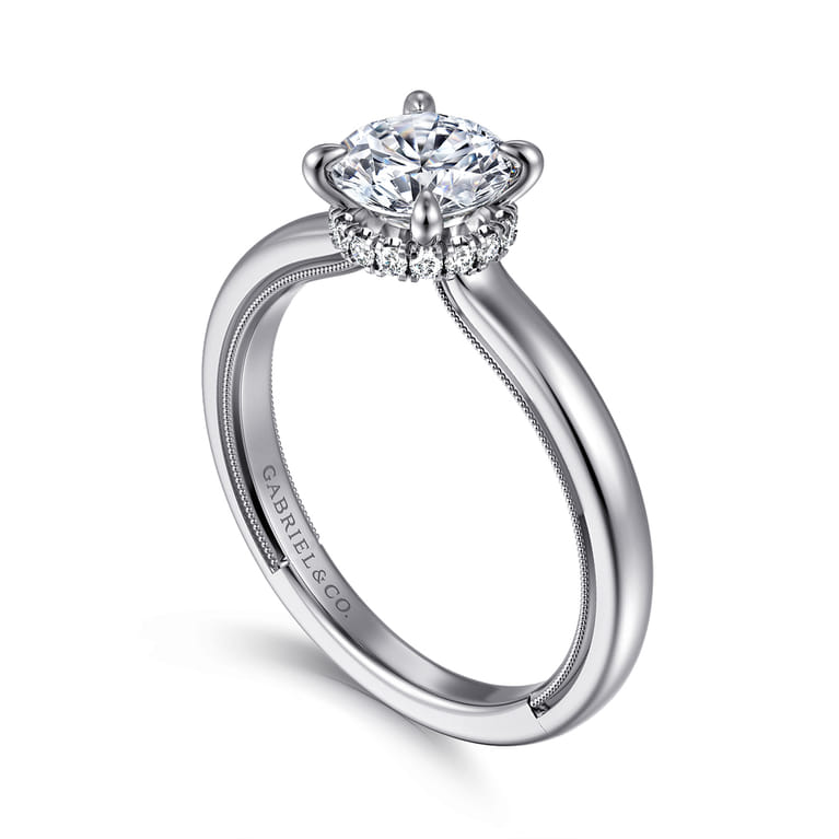 Sandi - 14K White Gold Round Diamond Engagement Ring - 0.08 ct - Shot 3