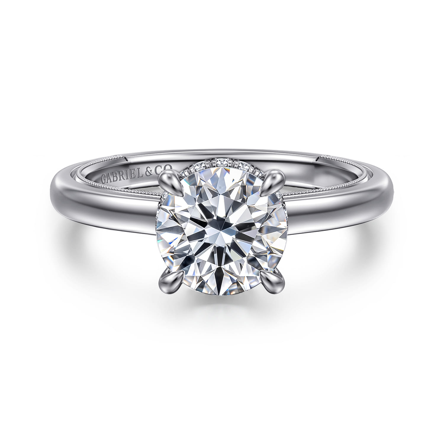 Sandi - 14K White Gold Round Diamond Engagement Ring - 0.1 ct - Shot 1