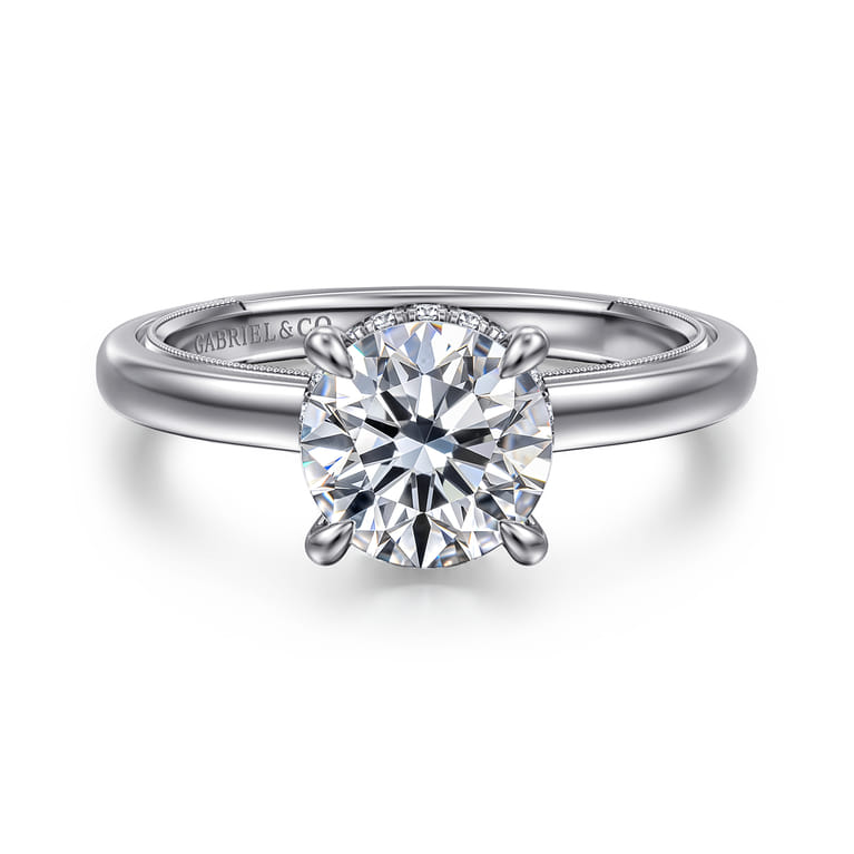 Sandi - 14K White Gold Round Diamond Engagement Ring - 0.1 ct - Shot 1