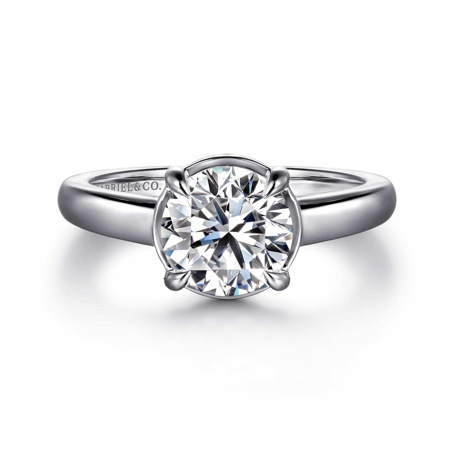 Geo - 14K White Gold Round Diamond Engagement Ring - 0.16 ct - Shot 1