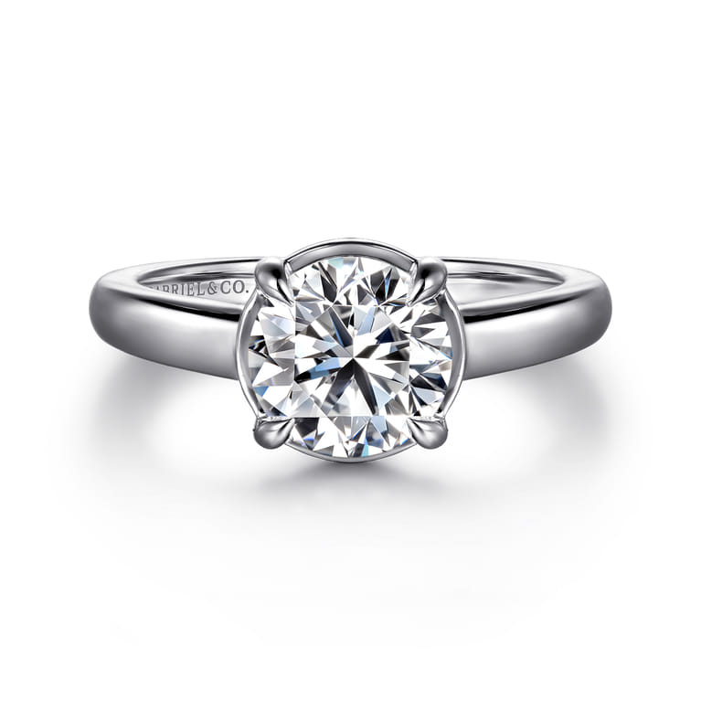 Geo - 14K White Gold Round Diamond Engagement Ring - 0.16 ct - Shot 1
