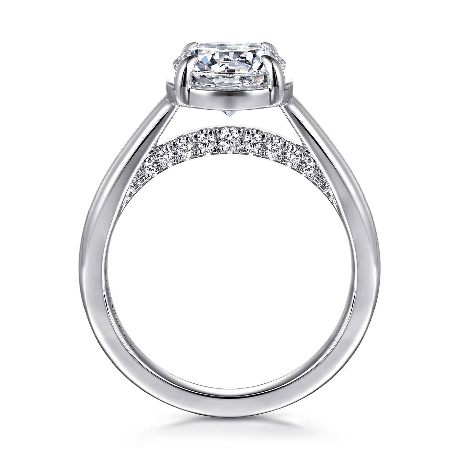Geo - 14K White Gold Round Diamond Engagement Ring - 0.16 ct - Shot 2