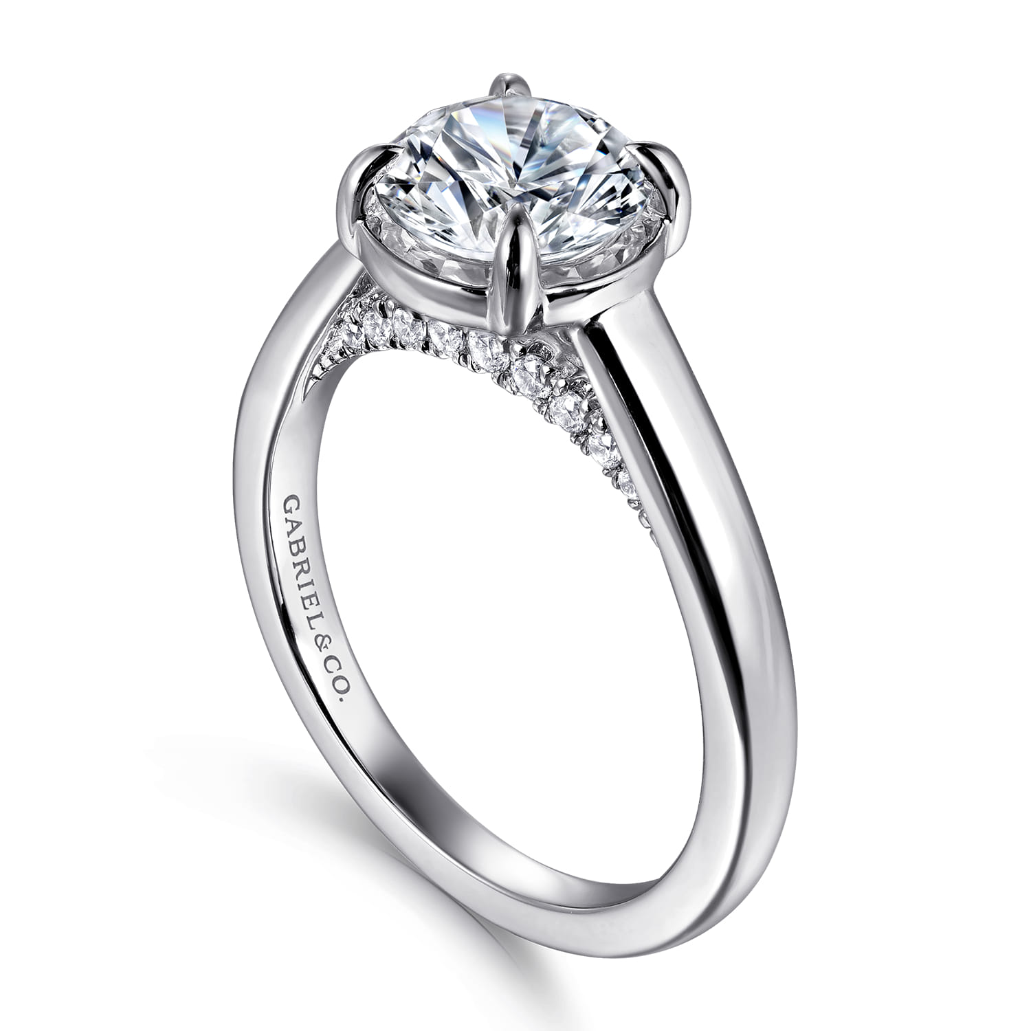 Geo - 14K White Gold Round Diamond Engagement Ring - 0.16 ct - Shot 3