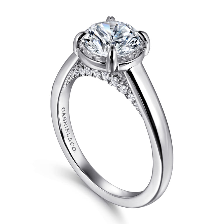 Geo - 14K White Gold Round Diamond Engagement Ring - 0.16 ct - Shot 3