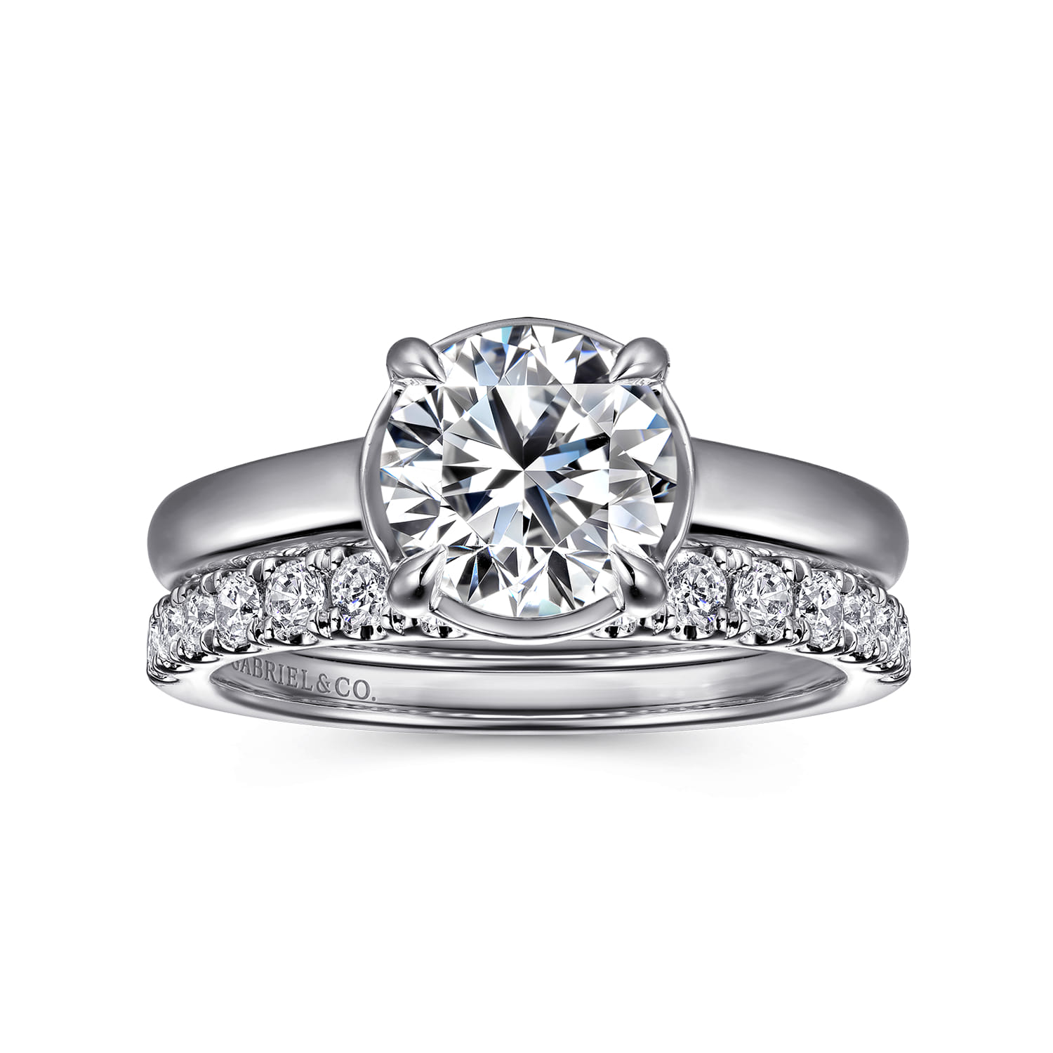 Geo - 14K White Gold Round Diamond Engagement Ring - 0.16 ct - Shot 4