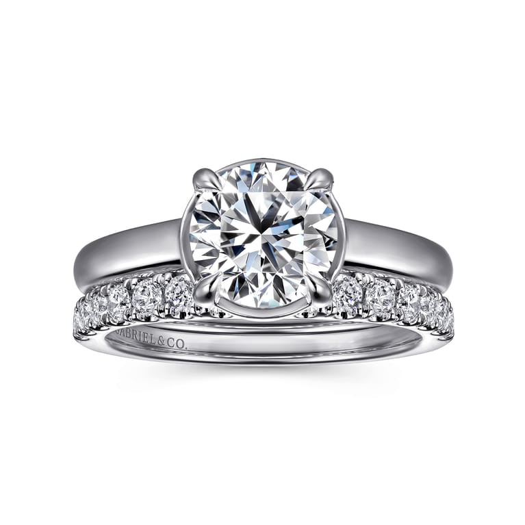 Geo - 14K White Gold Round Diamond Engagement Ring - 0.16 ct - Shot 4