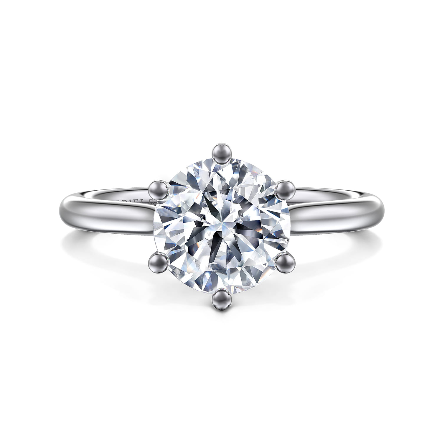 Aviva - 14K White Gold 6 Prong Round Solitaire Diamond Engagement Ring - 0.05 ct - Shot 1