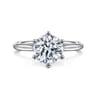 Aviva - 14K White Gold 6 Prong Round Solitaire Diamond Engagement Ring - 0.05 ct