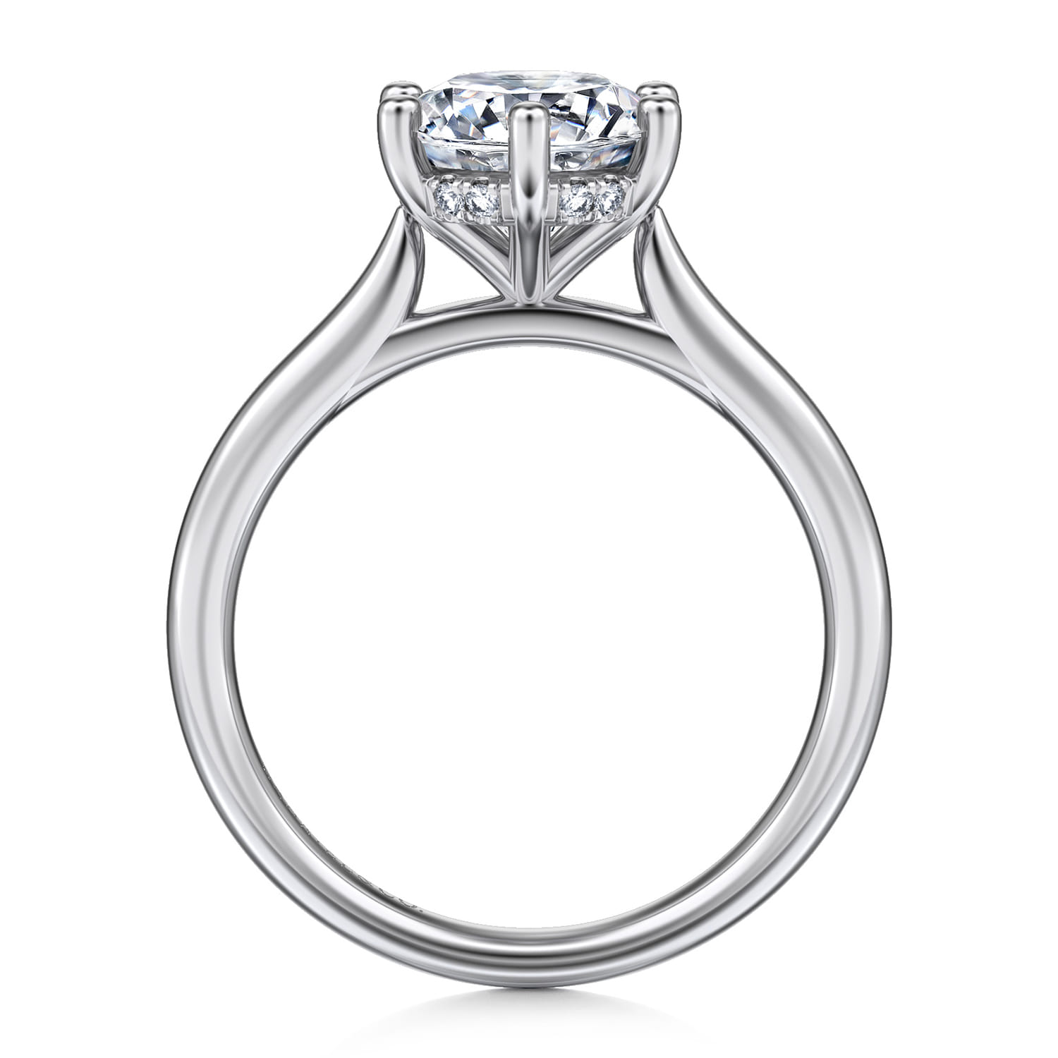 Aviva - 14K White Gold 6 Prong Round Solitaire Diamond Engagement Ring - 0.05 ct - Shot 2