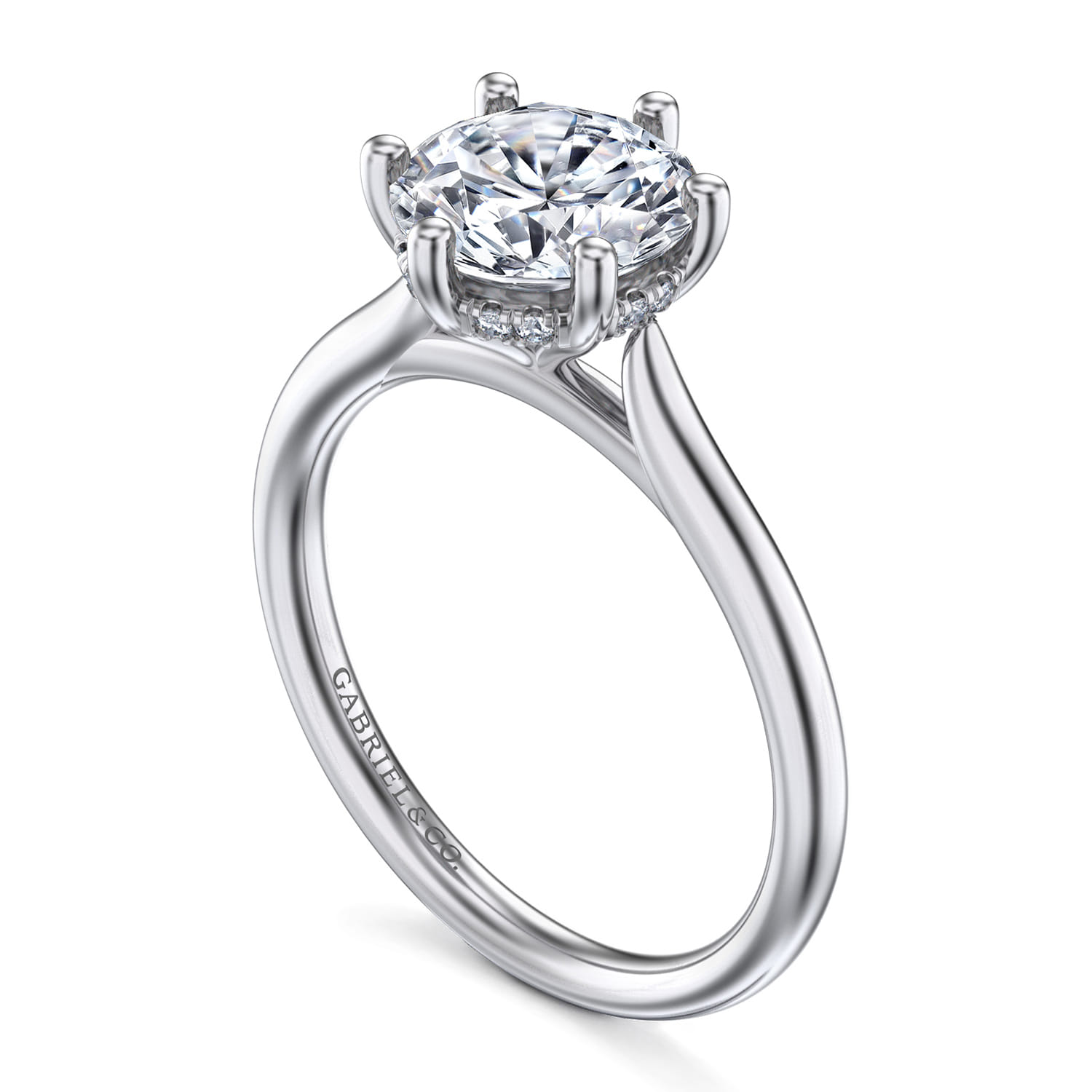 Aviva - 14K White Gold 6 Prong Round Solitaire Diamond Engagement Ring - 0.05 ct - Shot 3