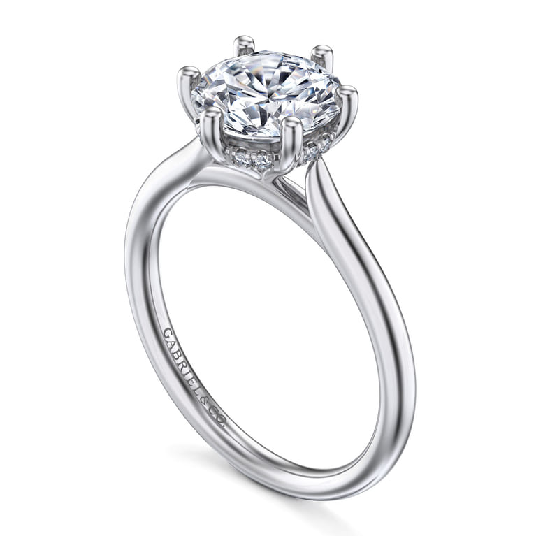 Aviva - 14K White Gold 6 Prong Round Solitaire Diamond Engagement Ring - 0.05 ct - Shot 3