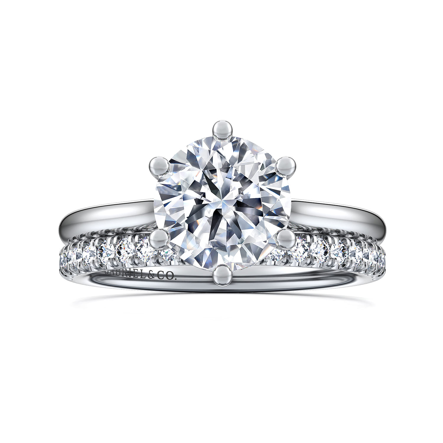 Aviva - 14K White Gold 6 Prong Round Solitaire Diamond Engagement Ring - 0.05 ct - Shot 4