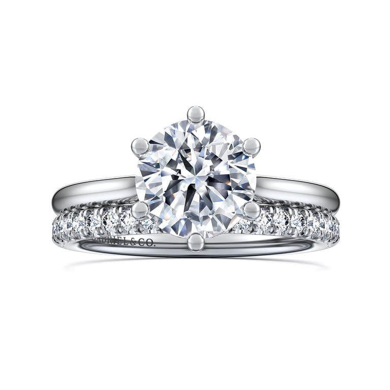 Aviva - 14K White Gold 6 Prong Round Solitaire Diamond Engagement Ring - 0.05 ct - Shot 4