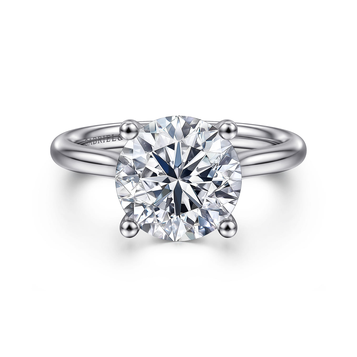 Azucena - 14K White Gold Round Solitaire Diamond Engagement Ring - 0.06 ct - Shot 1