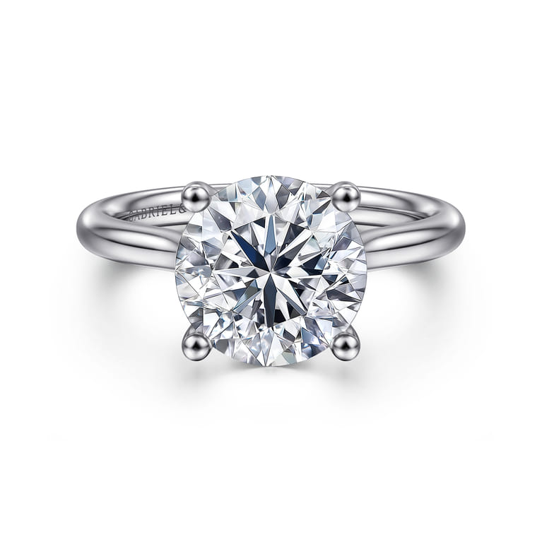 Azucena - 14K White Gold Round Solitaire Diamond Engagement Ring - 0.06 ct - Shot 1