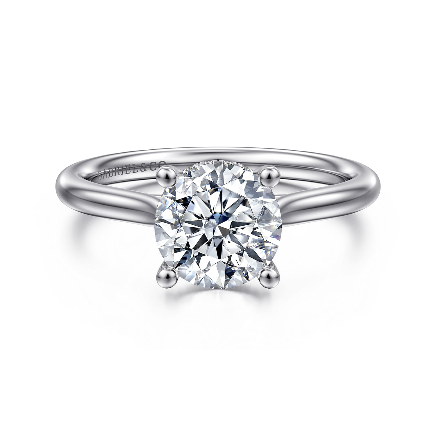 Azucena - 14K White Gold Round Solitaire Diamond Engagement Ring - 0.06 ct - Shot 1