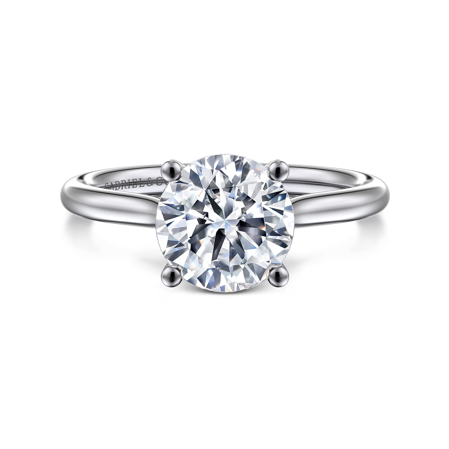 Azucena - 14K White Gold Round Solitaire Diamond Engagement Ring - 0.06 ct - Shot 1