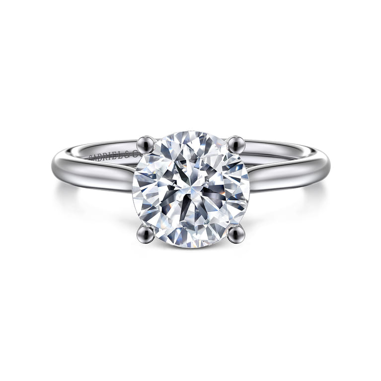 Azucena - 14K White Gold Round Solitaire Diamond Engagement Ring - 0.06 ct - Shot 1