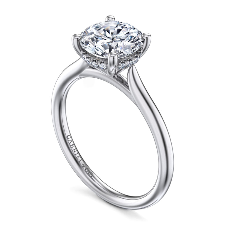 Azucena - 14K White Gold Round Solitaire Diamond Engagement Ring - 0.06 ct - Shot 3