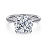 Lua - 14K White Gold Hidden Halo Round Diamond Engagement Ring - 0.08 ct