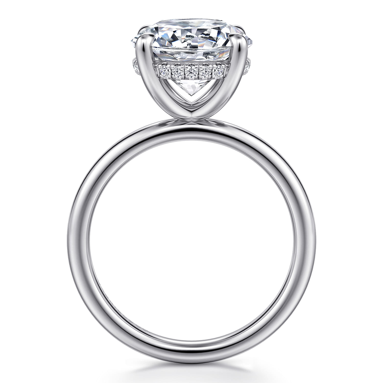 Lua - 14K White Gold Hidden Halo Round Diamond Engagement Ring - 0.08 ct - Shot 2