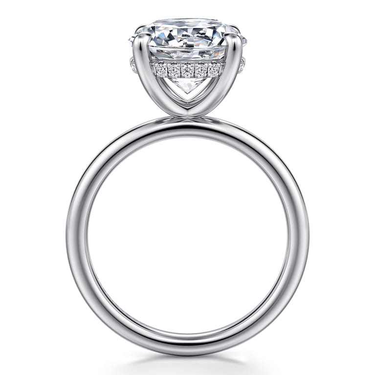 Lua - 14K White Gold Hidden Halo Round Diamond Engagement Ring - 0.08 ct - Shot 2