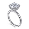Lua - 14K White Gold Hidden Halo Round Diamond Engagement Ring - 0.08 ct