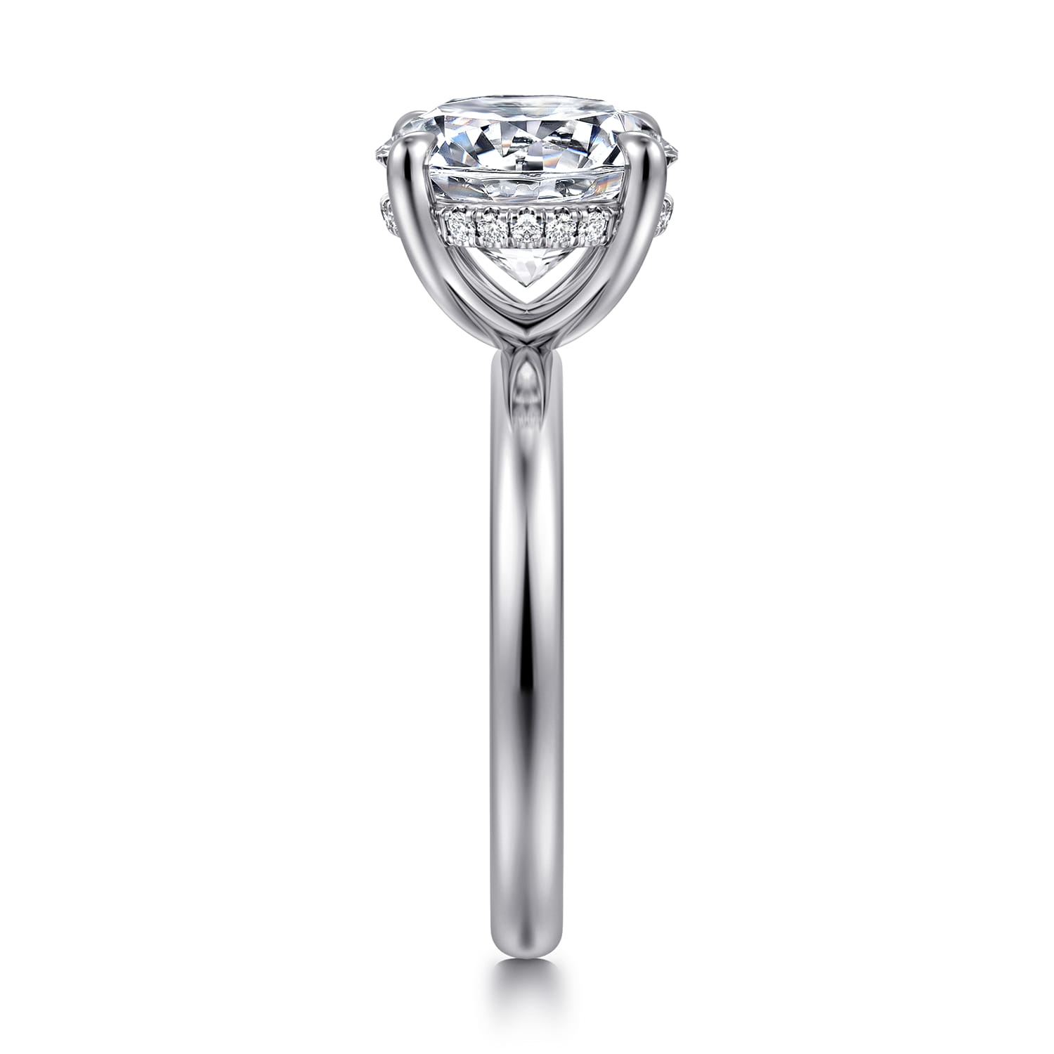 Lua - 14K White Gold Hidden Halo Round Diamond Engagement Ring - 0.08 ct - Shot 4