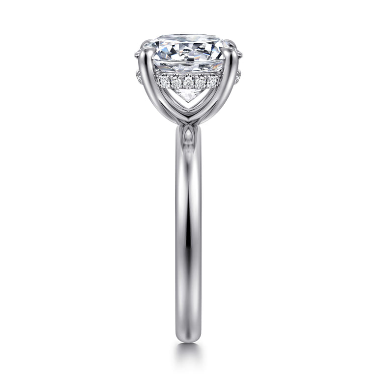 Lua - 14K White Gold Hidden Halo Round Diamond Engagement Ring - 0.08 ct - Shot 4