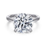 Lua - 14K White Gold Hidden Halo Round Diamond Engagement Ring - 0.09 ct