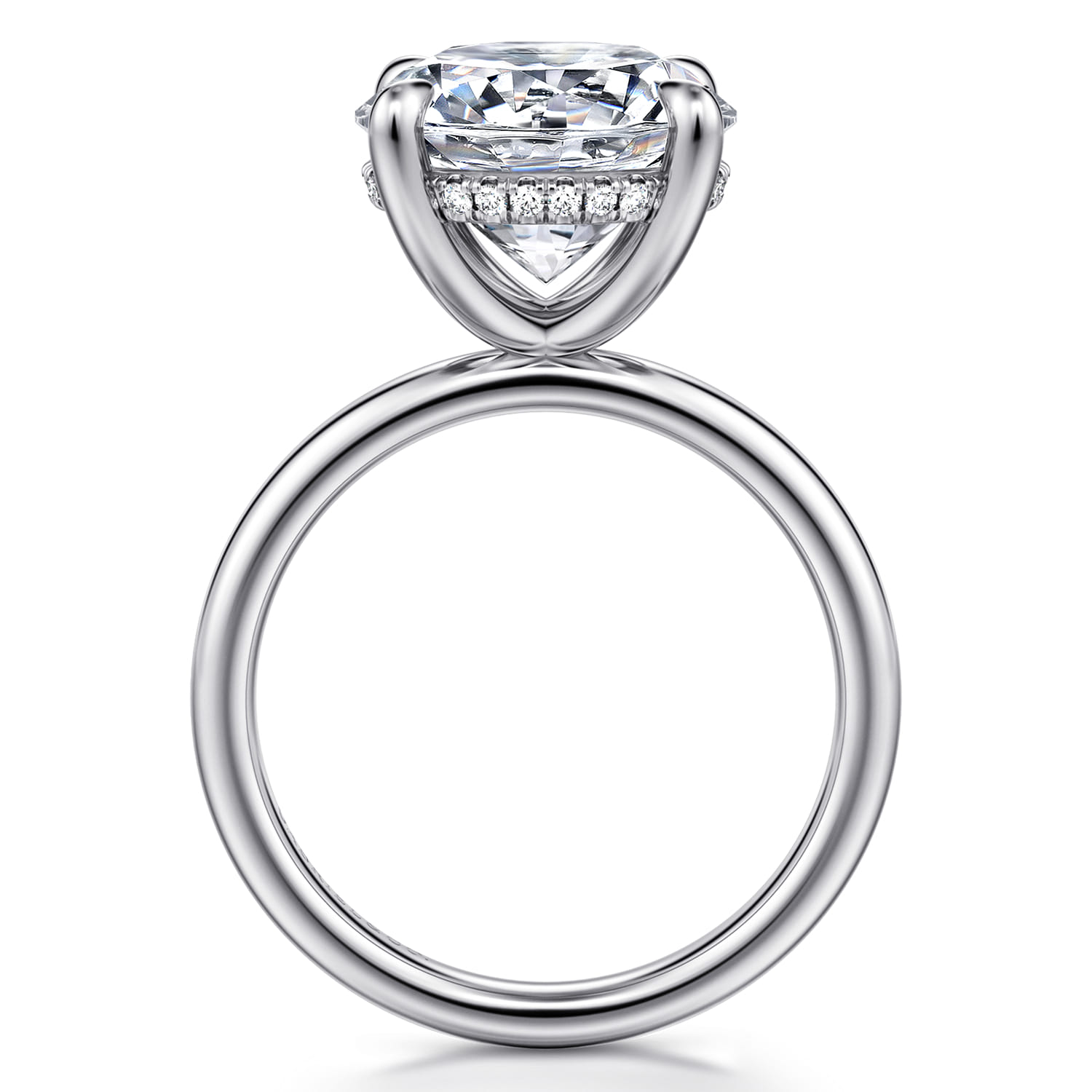 Lua - 14K White Gold Hidden Halo Round Diamond Engagement Ring - 0.09 ct - Shot 2