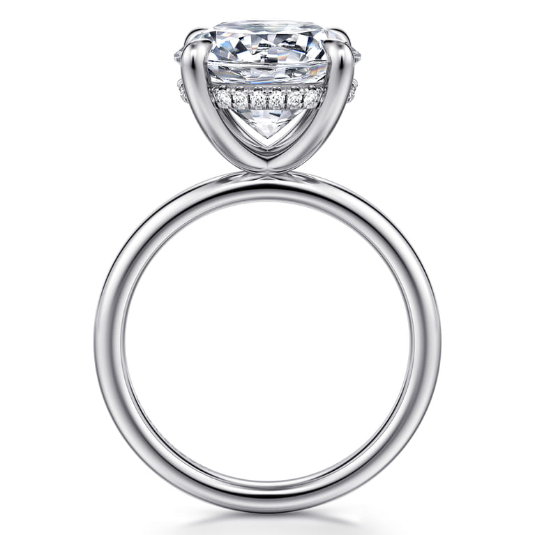Lua - 14K White Gold Hidden Halo Round Diamond Engagement Ring - 0.09 ct - Shot 2