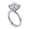 Lua - 14K White Gold Hidden Halo Round Diamond Engagement Ring - 0.09 ct
