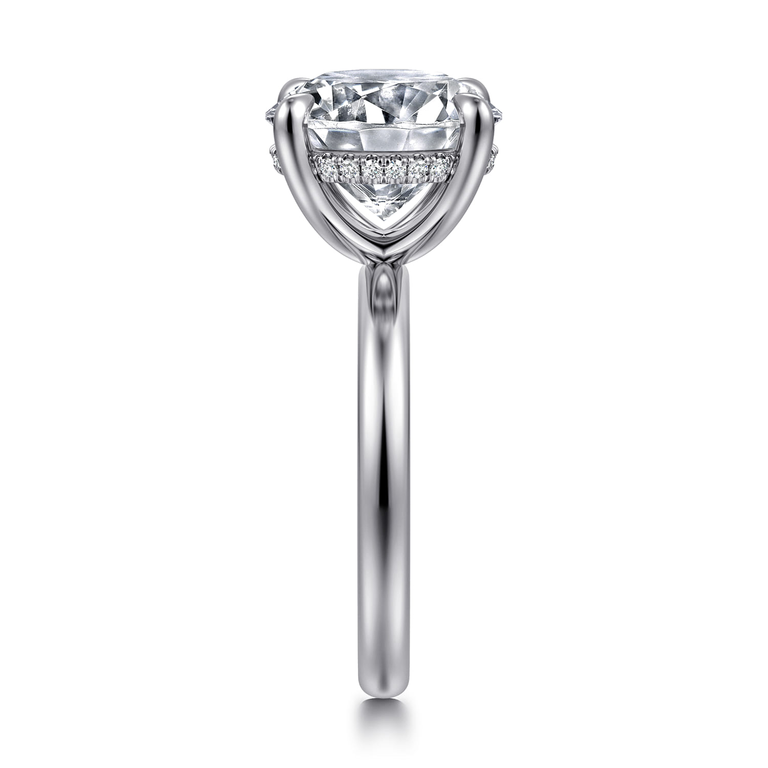 Lua - 14K White Gold Hidden Halo Round Diamond Engagement Ring - 0.09 ct - Shot 4