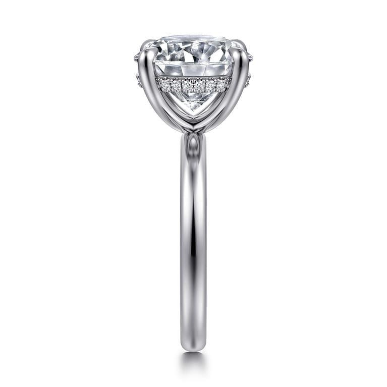 Lua - 14K White Gold Hidden Halo Round Diamond Engagement Ring - 0.09 ct - Shot 4