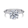 Anuk - 14K White Gold Round Diamond Engagement Ring - 0.08 ct