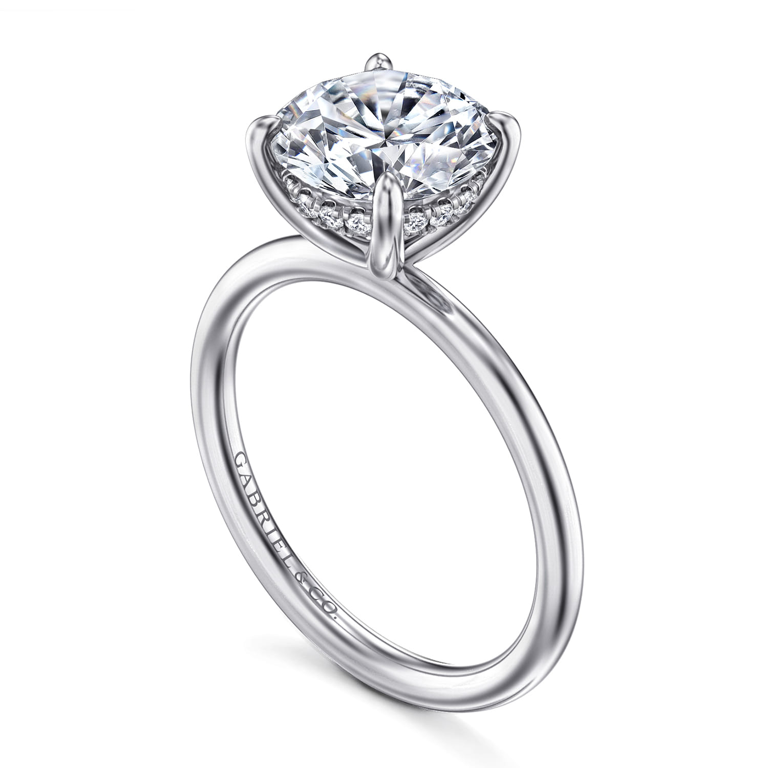 Anuk - 14K White Gold Round Diamond Engagement Ring - 0.08 ct - Shot 3