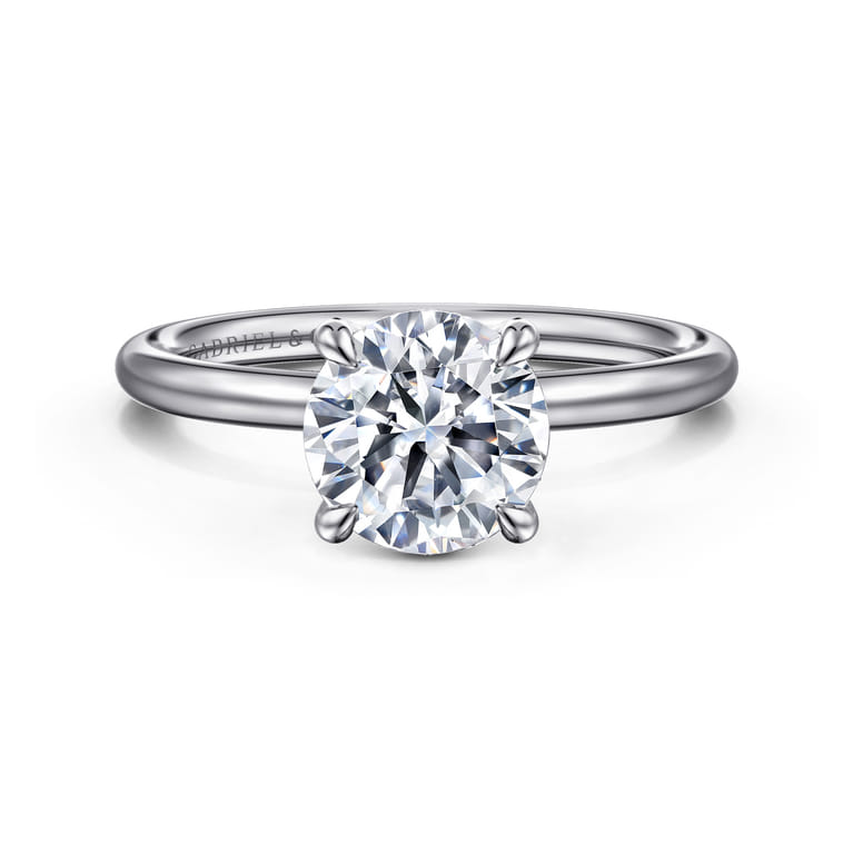 Anuk - 14K White Gold Round Diamond Engagement Ring - 0.06 ct - Shot 1