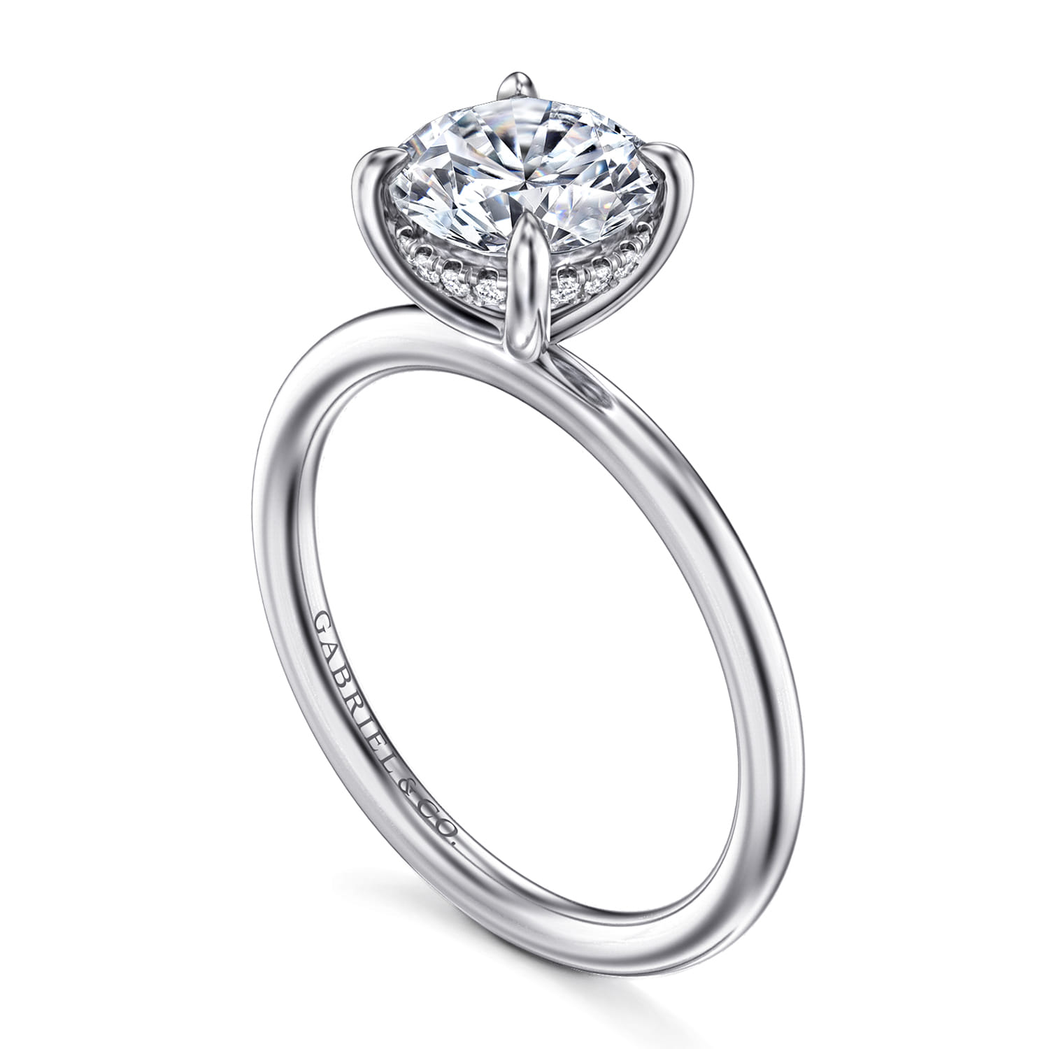 Anuk - 14K White Gold Round Diamond Engagement Ring - 0.06 ct - Shot 3