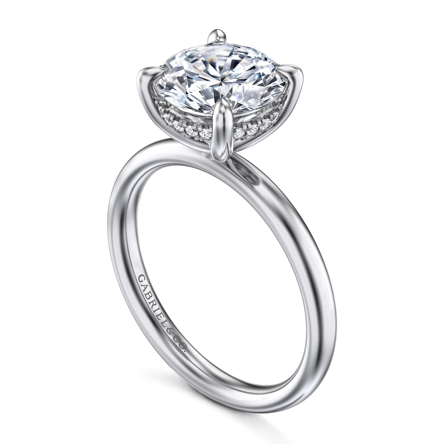 Peace - 14K White Gold Round Diamond Engagement Ring - 0.08 ct - Shot 3