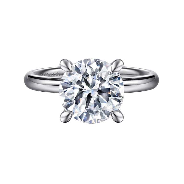 Peace - 14K White Gold Round Solitaire Diamond Engagement Ring - 0.08 ct - Shot 1