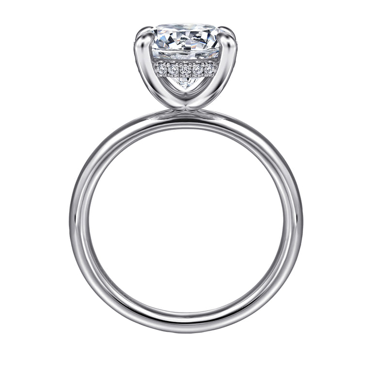 Peace - 14K White Gold Round Solitaire Diamond Engagement Ring - 0.08 ct - Shot 2