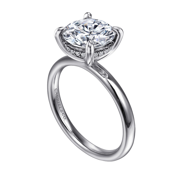 Peace - 14K White Gold Round Solitaire Diamond Engagement Ring - 0.08 ct - Shot 3